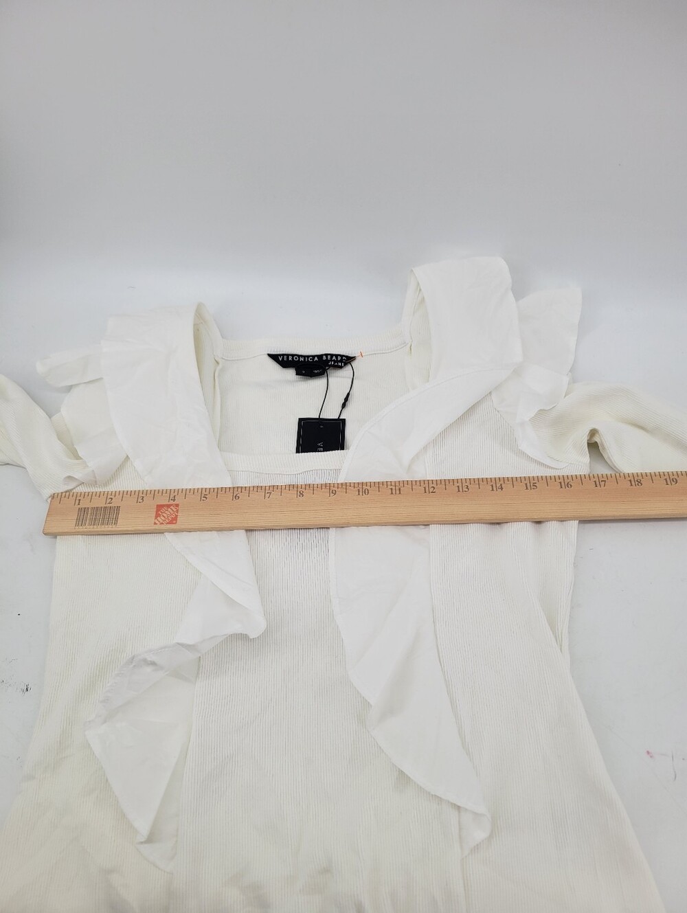 Veronica Beard Gidea Ruffled Long Sleeve Top Cream - Picture 6 of 6